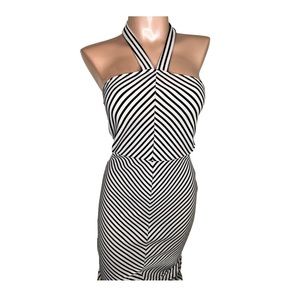 Black and White Charlotte Rouse Halter Neck Dress
